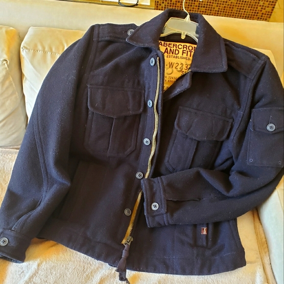 ABERCROMBIE FITCH wool navy blue jacket - Picture 1 of 10